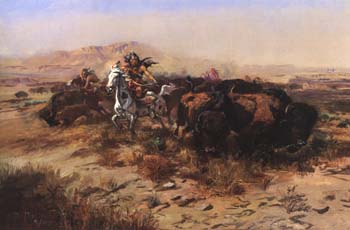 Charles M Russell The Buffalo Hunt [Wild Meat for Wild Men] 1899