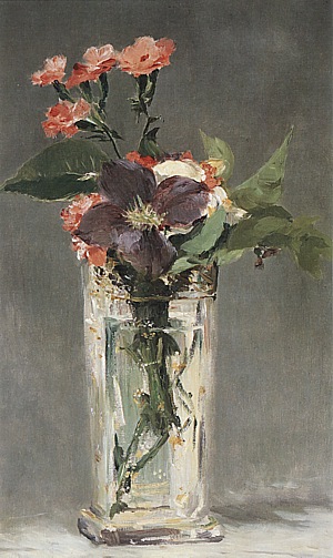 Edouard Manet Pinks and Clematis in a Crystal Vase, 1882