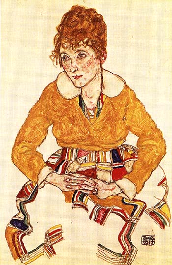 Egon Scheile The Arists Wife, Seated 1917