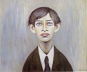 L-S-Lowry Portrait of a Young Man 1955 (Man with the red eyes)