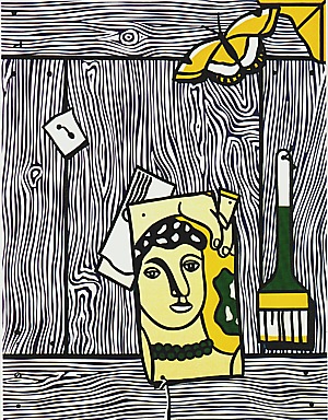 Roy Lichtenstein Trompe-loeil with Leger Head and Paintbrush