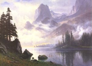 Albert Bierstadt Mountain Out of The Mist oil painting