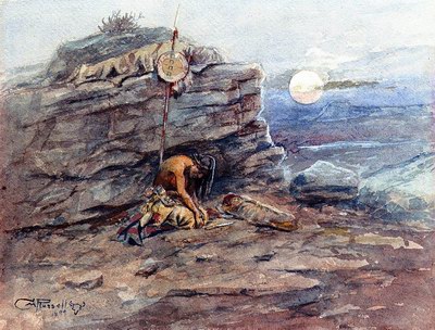 Charles M. Russell Mourning Her Warrior Dead