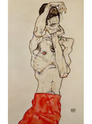 Egon Schiele Standing Male Nude with Red Loincloth