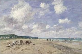 Eugene Boudin The Beach at Tourgeville oil painting reproduction