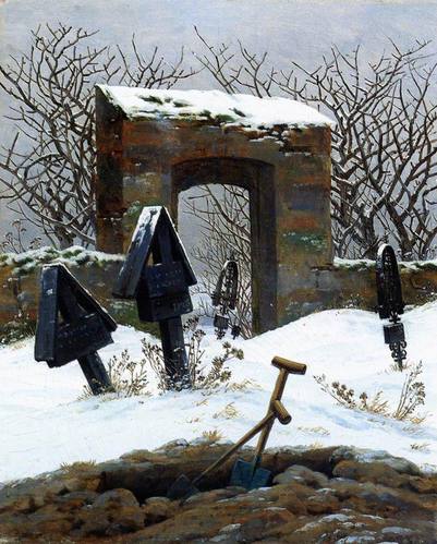 Graveyard under Snow Friedrich oil painting