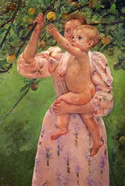 Mary Cassatt Baby Reaching For An Apple painting reproduction
