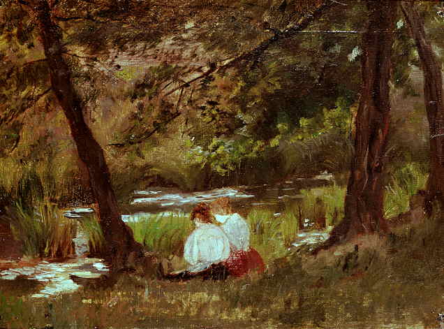 Mary Cassatt Two Women Seated by a Woodland Stream