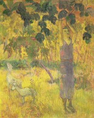 Paul Gauguin Man Picking Fruit from a Tree