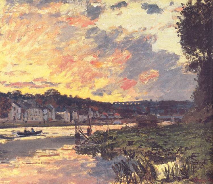 The Seine at Bougival in the Evening Claude Monet