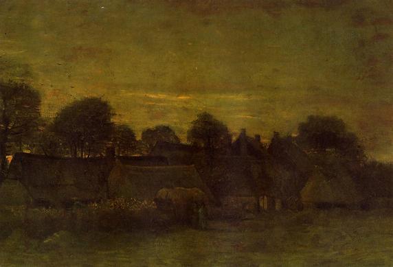 Vincent Van Gogh Village at Sunset 1884