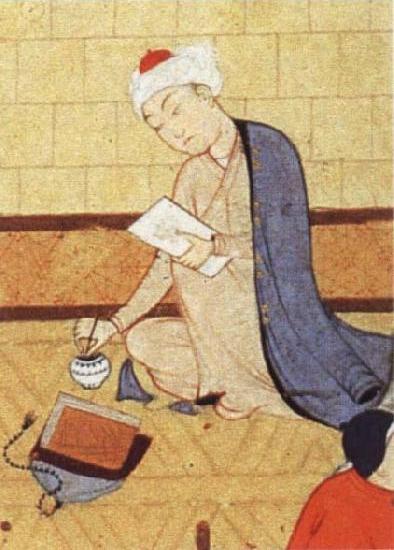 Qays,the future Majnun,begins as a scribe to write his poem in honor of the theophany through Layli