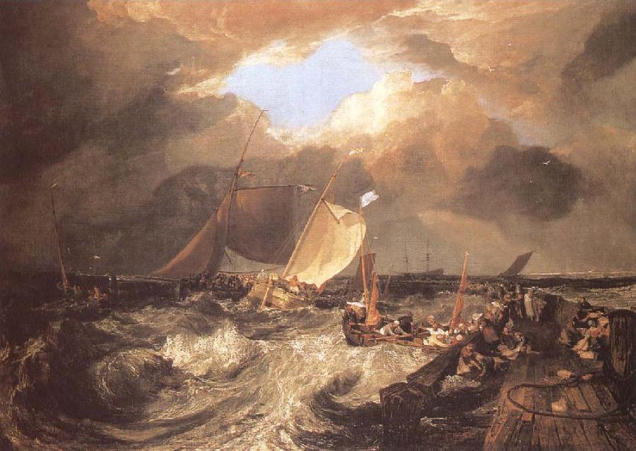 Calais Pier,with French Poissards preparing for sea