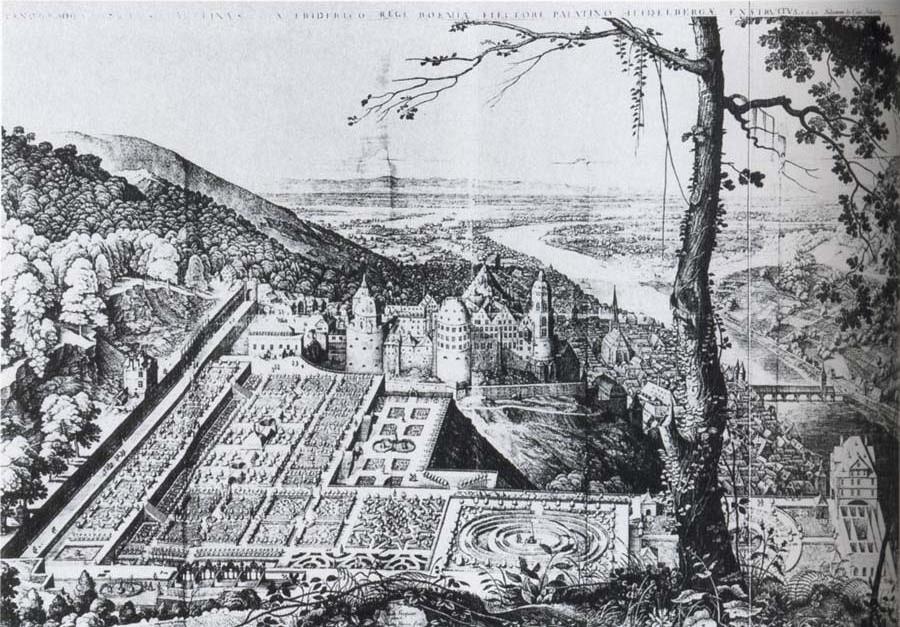 Bird-s-eye view of the Palatine garden at Heidelberg