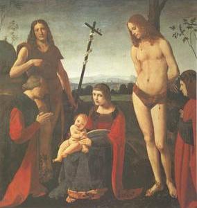 The Virgin and Child with Saints John the Baptist and Sebastian Between Two Donors (mk05)