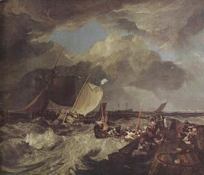 Calais Pier,with French poissards preparing for sea:an English packet arriving (detail) (mk31)