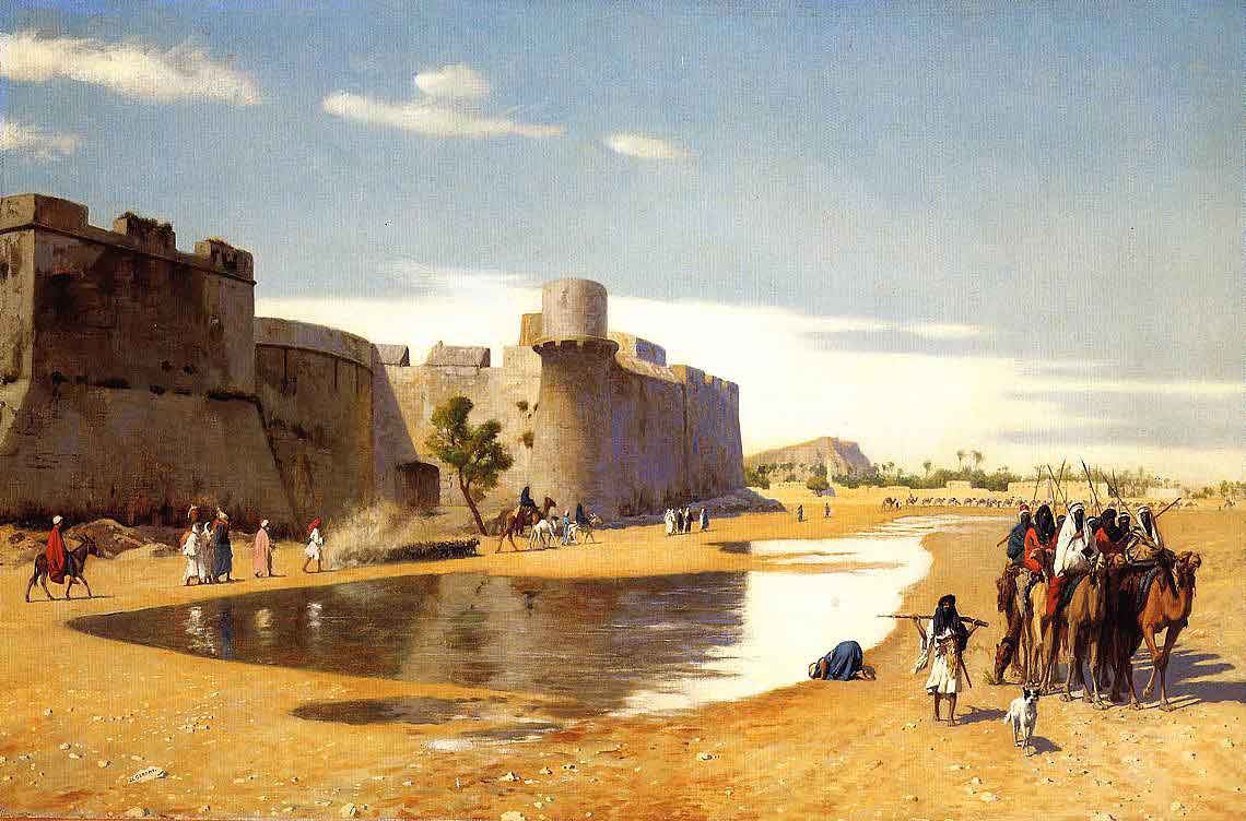 An Arab Caravan Outside a Fortified Town Egypt