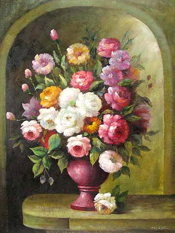 Roses in a Pink Vase