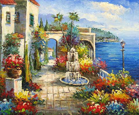 Mediterranean Patio oil paintings