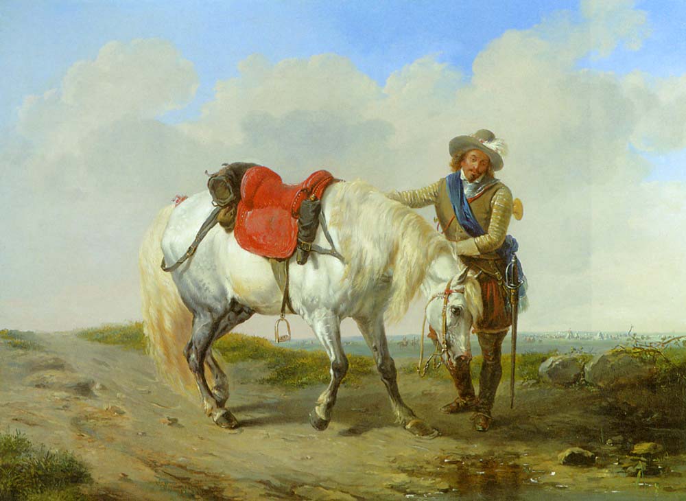 A Cavalier watering his Mount