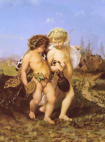 Drunken Bacchus and Cupid