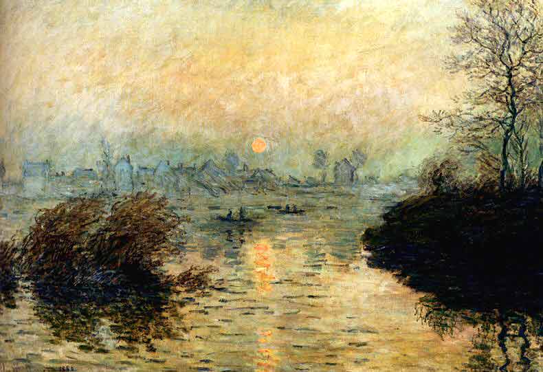 Sun Setting Over The Seine At Lavacourt, Winter