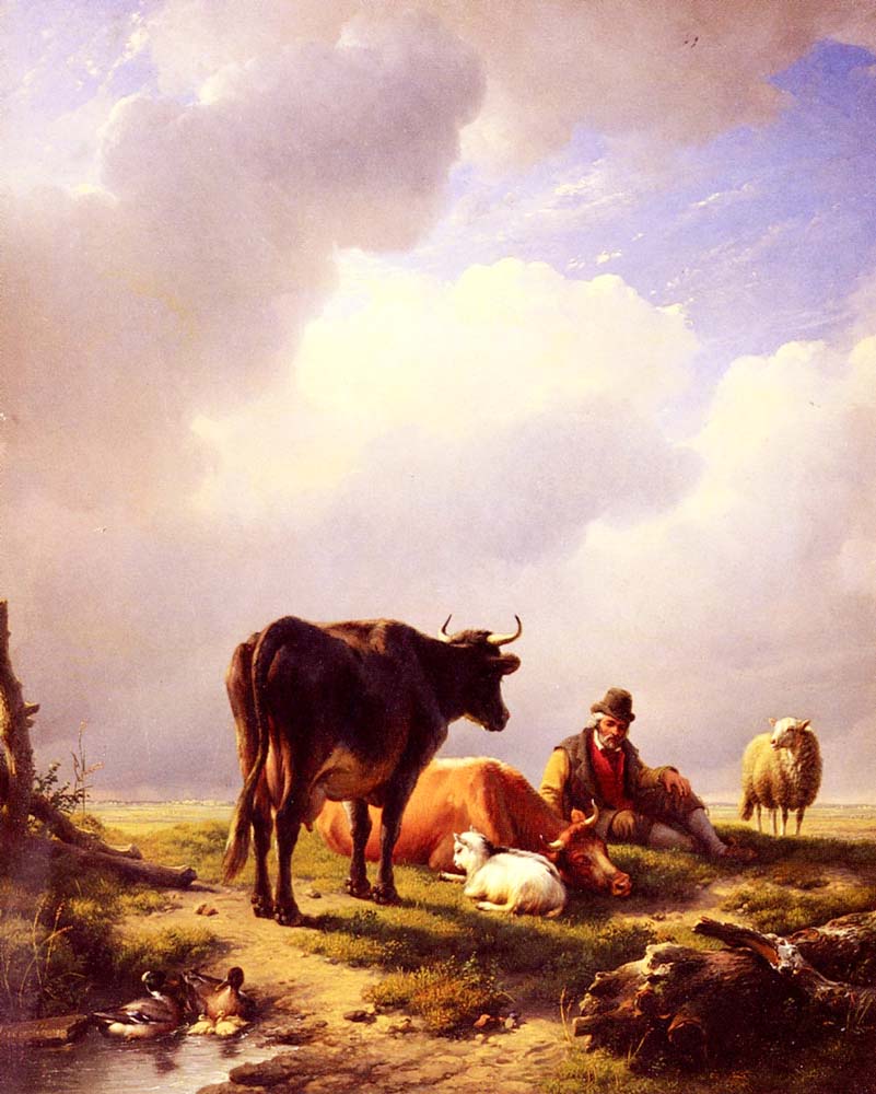 A farmer at Rest with His Stock