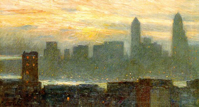 Manhattan s Misty Sunset