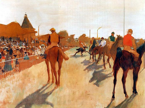 Racehorses before the Stands