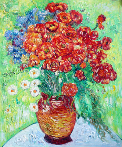 Vase with Daisies & Poppies