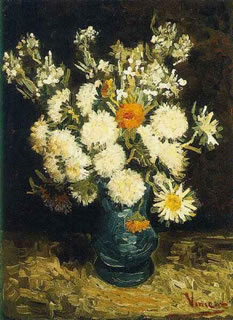 Flowers in a Blue Vase