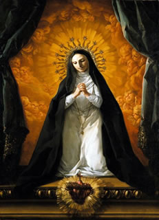 Saint Margaret Mary Alacoque Contemplating the Sacred Heart of Jesus