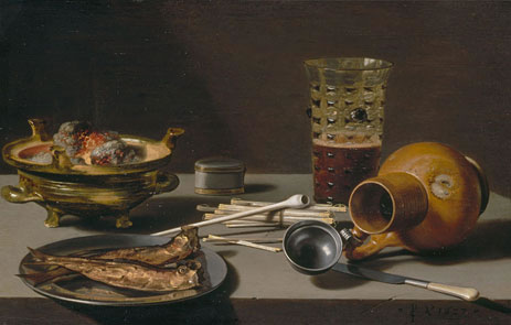 Still Life with Smoking Implements, Herring, and Overturned Jug