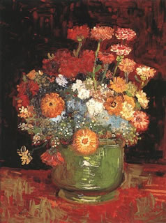 Vase with Zinnias