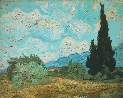 Wheat Field with Cypresses