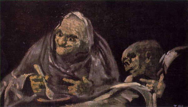 Two Old Women Eating from a Bowl 1821-23