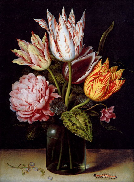 A Still Life With A Bouquet Of Tulips, A Rose