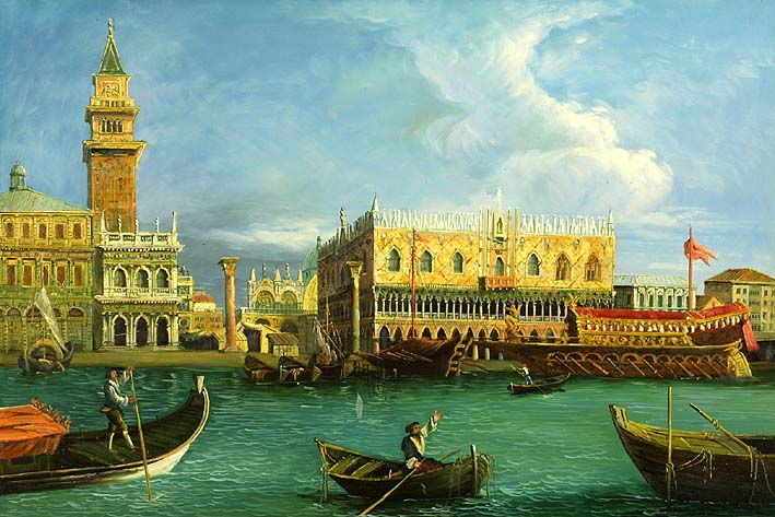 Boats on the Grand Canal in front of the Doges Palace