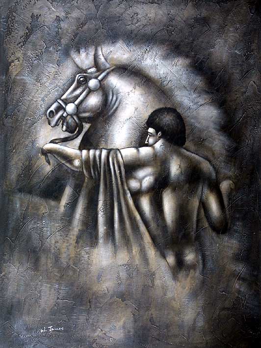 Roman Scuplture Rider & Horse