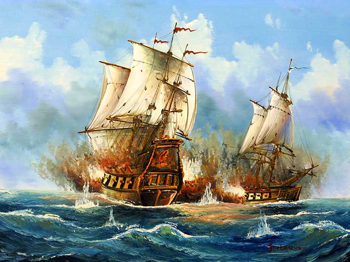 Sea Battle Scene