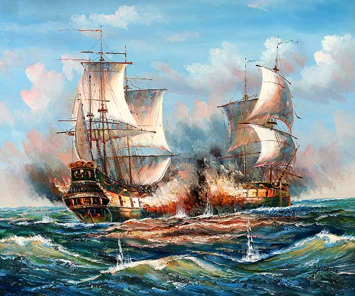 Sea Battle Scene