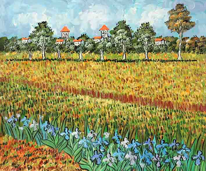 View Of Arles With Irises In The Foreground