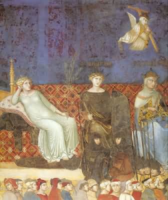 Ambrogio Lorenzetti detail from Allegory of Good Government