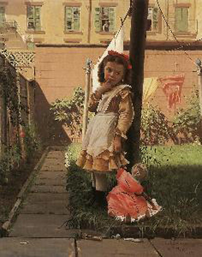 John George Brown Young Girl in a New York Garden