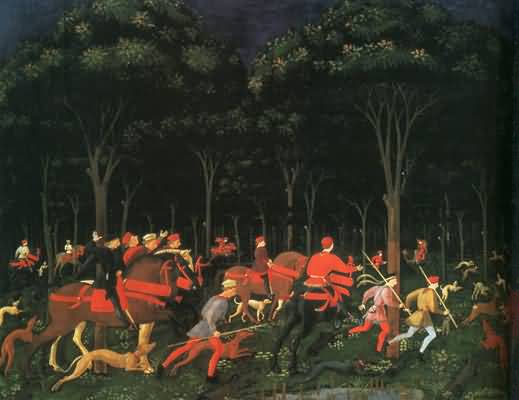 Paolo Ucello The Hunt in the Forest left half