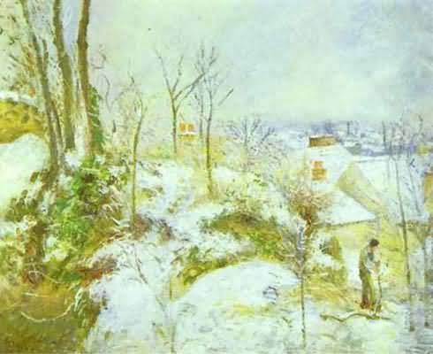 Camille Pissarro Cottage at Pontoise in the Snow