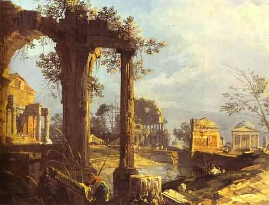 Canaletto Capriccio View with Ruins
