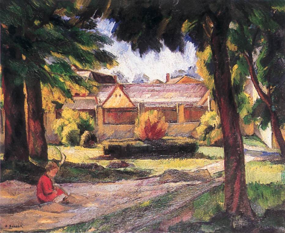 BANATI SVERAK Jozsef Landscape with Sitting Figure