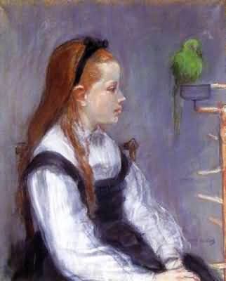 Berthe Morisot Young Girl with a Parrot