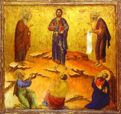 Duccio di Buoninsegna maesta_back_ predella_ The Transfiguration of Christ